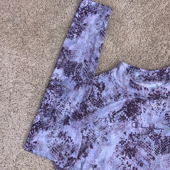 Women’s Champion Purple Snakeskin Long Sleeve Cropped Workout Top Small - Picture 6 of 9
